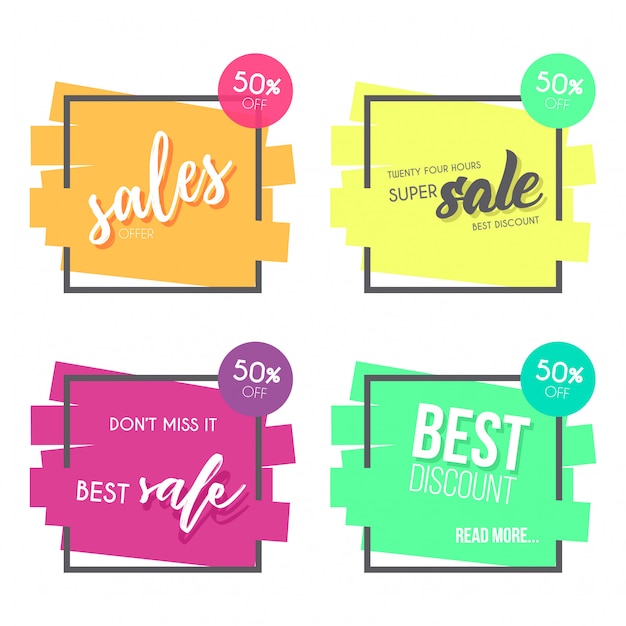 Colorful sale banner collection