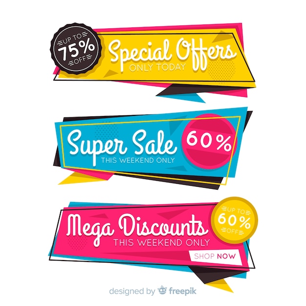 Free vector colorful sale banner origami style