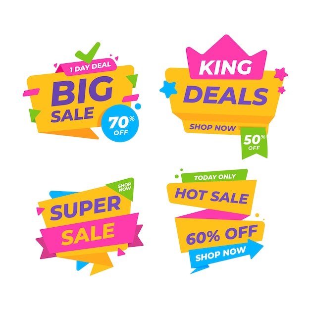 Free vector colorful sale banners collection concept