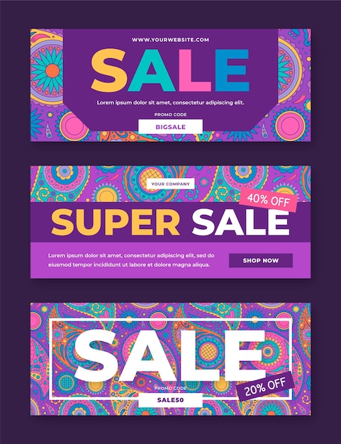 Colorful sale banners template