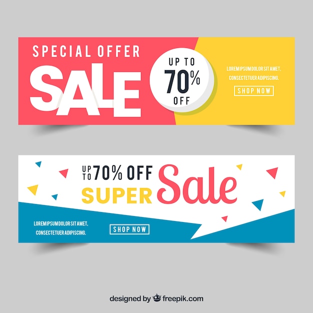 Free vector colorful sale banners