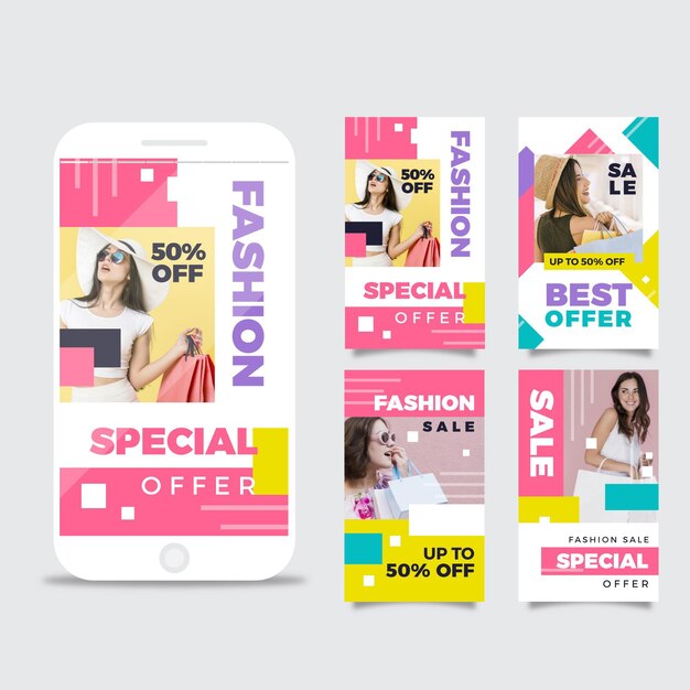 colorful sale instagram stories collection
