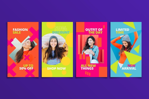 Colorful sale instagram stories pack