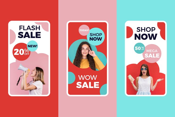 Free Vector colorful sale instagram stories pack