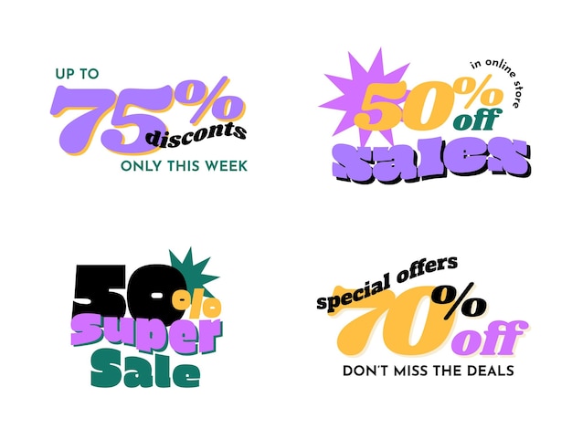 Free vector colorful sale label collection