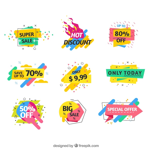 Free vector colorful sale label collection