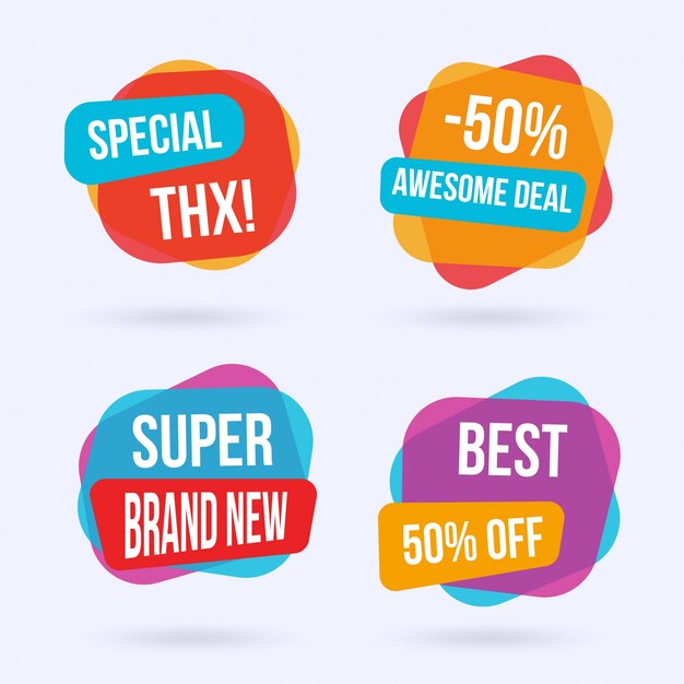 Colorful sale labels set