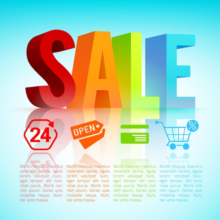 मुफ़्त वेक्टर colorful sale poster with the big letters creating the word sale with many colors and many cartoons