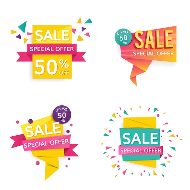 Colorful sale signs