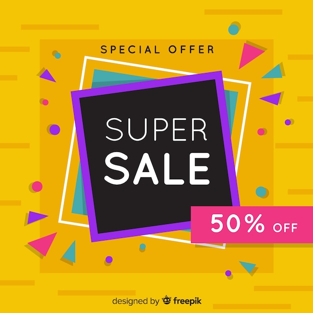 Colorful sales background geometric design