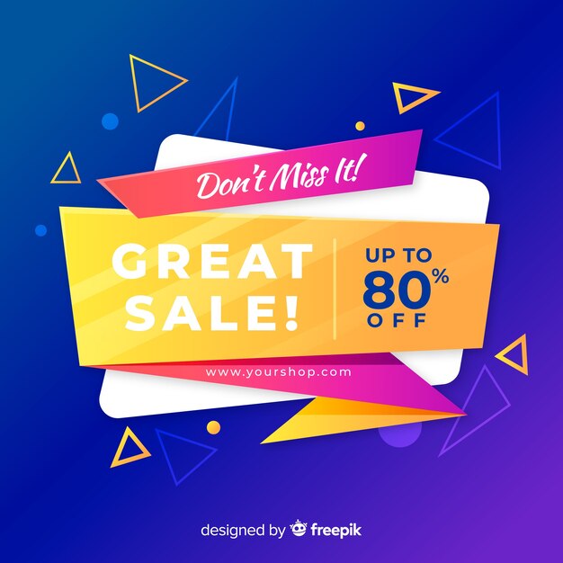 Colorful sales background origami style