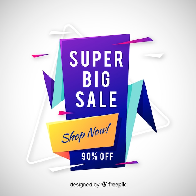 Colorful sales background origami style