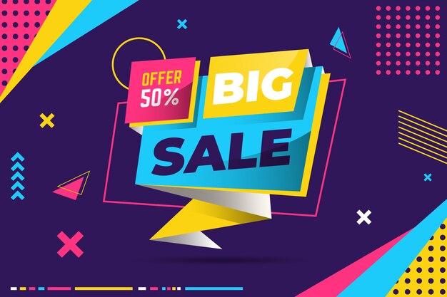 Colorful sales banner in origami style concept