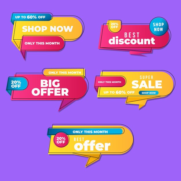 Colorful sales banners collection