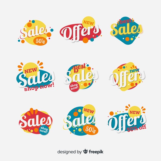 Colorful sales banners geometric design