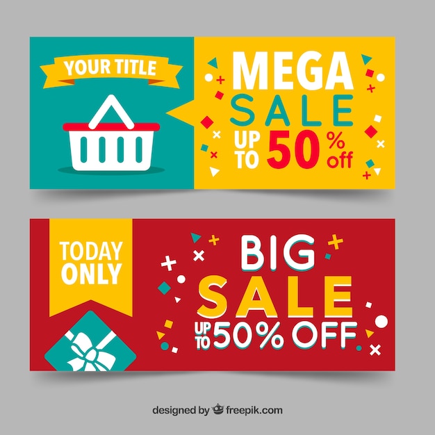 Free vector colorful sales banners