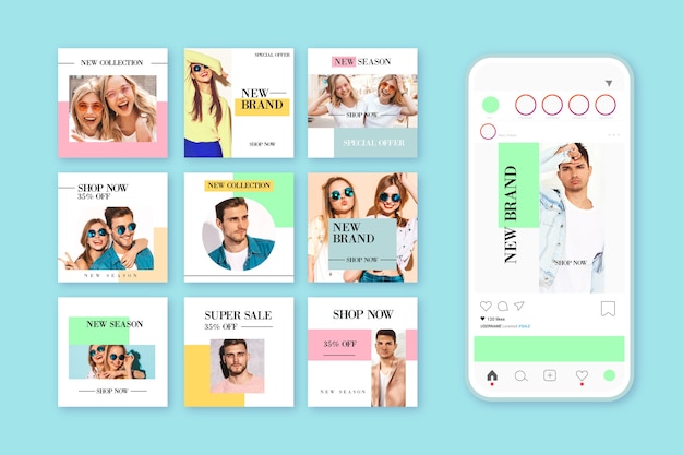Collezione post vendita instagram colorato