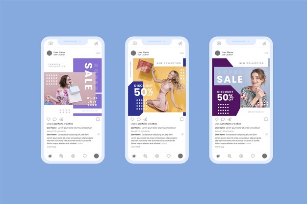 Красочные продажи Instagram пост коллекция
