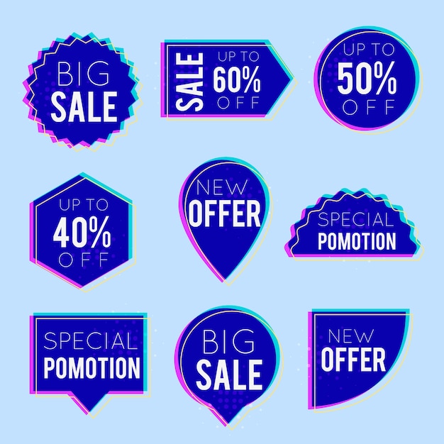 Бесплатное векторное изображение Коллекция красочных продаж этикетки