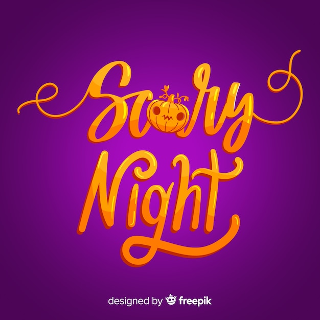 Colorful scary night halloween lettering