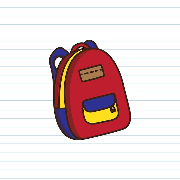 Бесплатное векторное изображение Красочный школьный рюкзак на векторном фоне бумаги