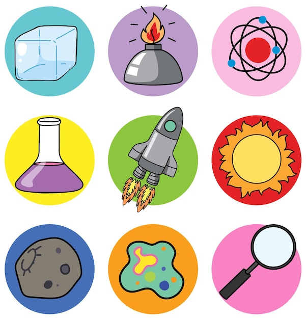 Free vector colorful science icons vector set