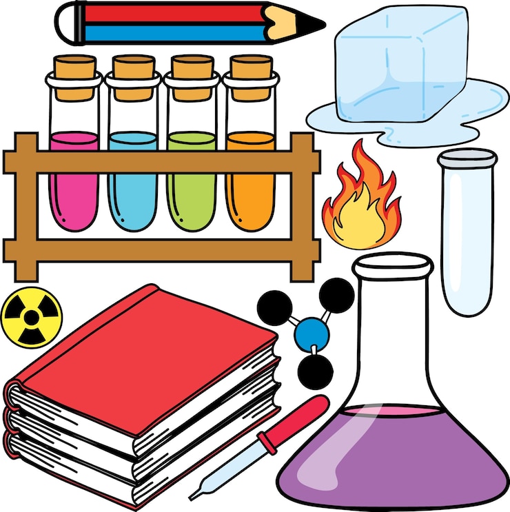 Free Vector colorful science objects and icons vector set