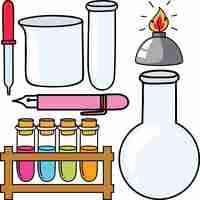 Free vector colorful science objects and icons vector set