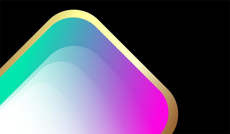 Free Vector a colorful screen with a gold border and a black background.