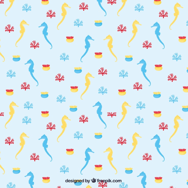 Free Vector colorful seahorse pattern
