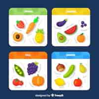 Vettore gratuito calendario stagionale colorato di frutta e verdura