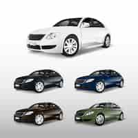 Free vector colorful sedan cars isolated on white vector