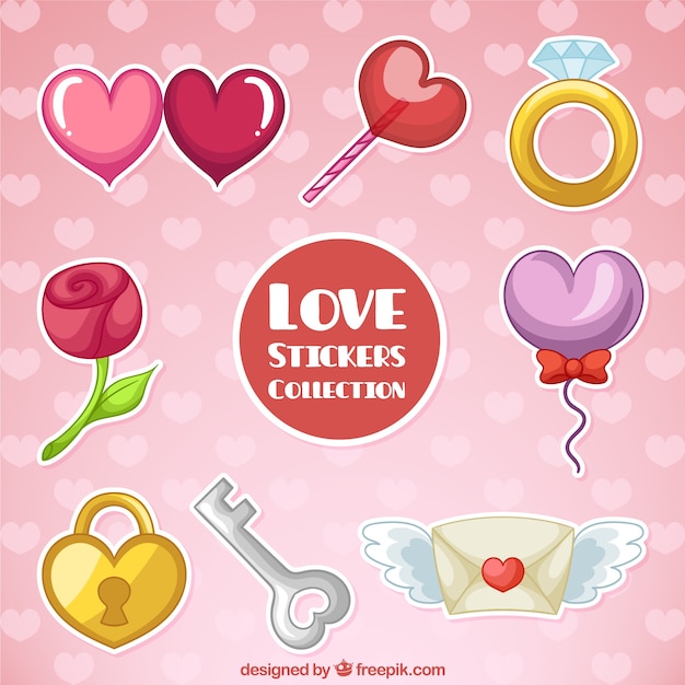 Colorful selection of love stickers