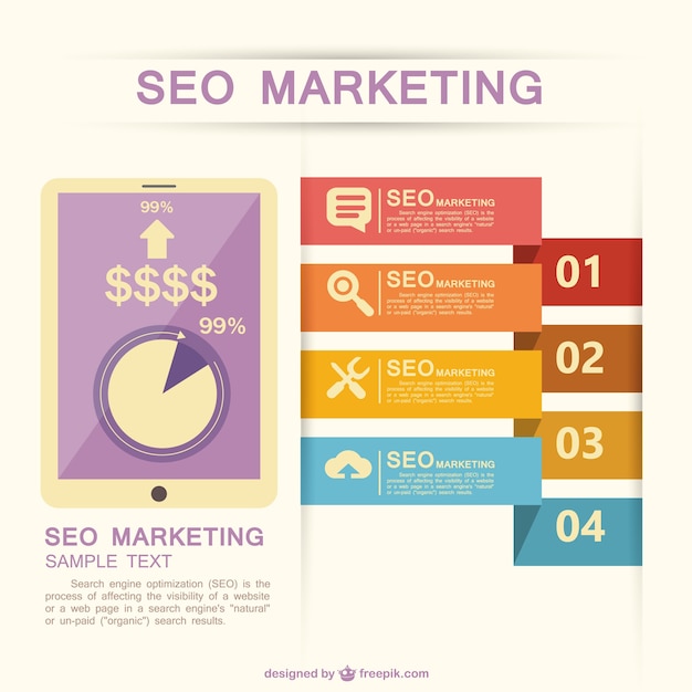 Colorful SEO Marketing Infographic Free Vector Download