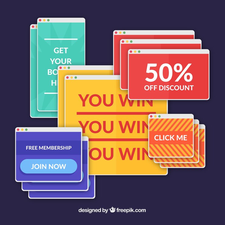 Free Vector colorful set of annoying pop ups with flat design