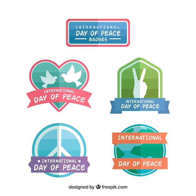 Free vector colorful set of badges for day of peace