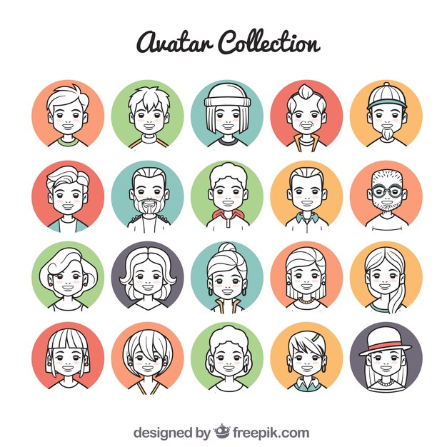 Colorful set of cartoon avatars