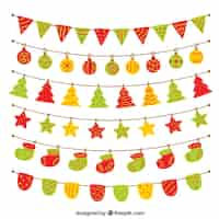 Free vector colorful set of christmas decoration