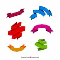 Free vector colorful set of flat ribbons