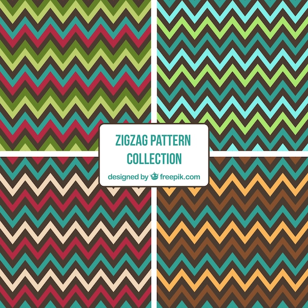 Colorful set of four zig zag patterns