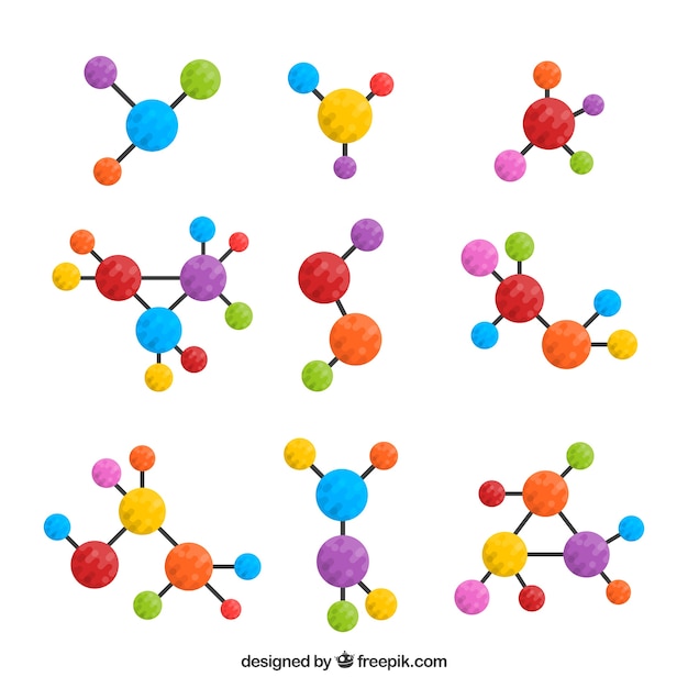 Colorful set of fun molecules