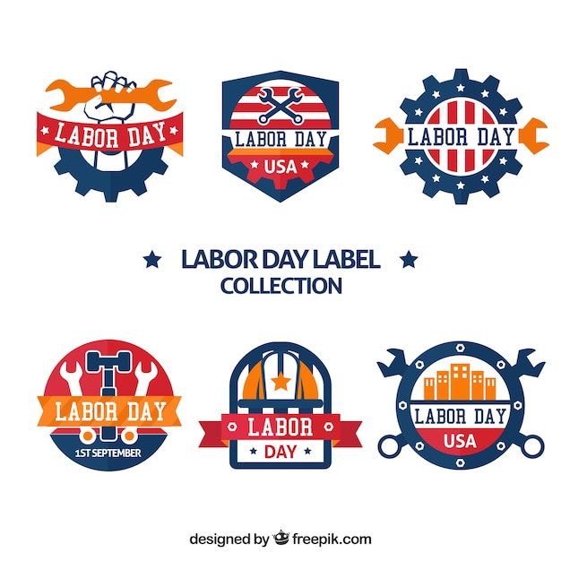 Free vector colorful set of labor day labels