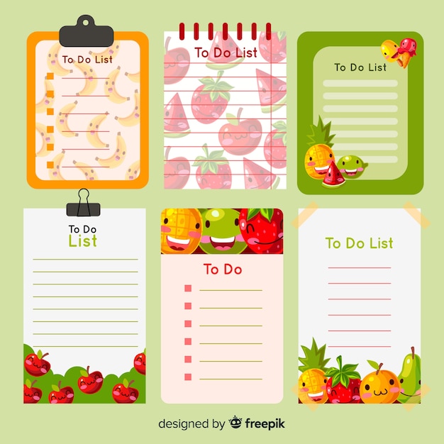 Colorful set of to do lists