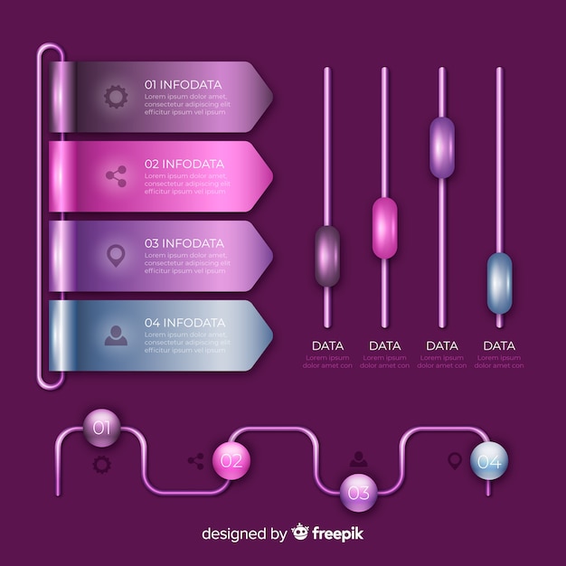 무료 벡터 infographic 차트의 화려한 세트