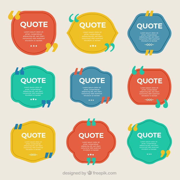 Free vector colorful set of quote templates