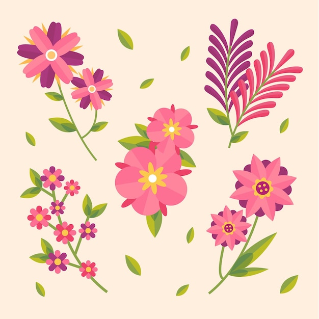 Free vector colorful set of spring flowers