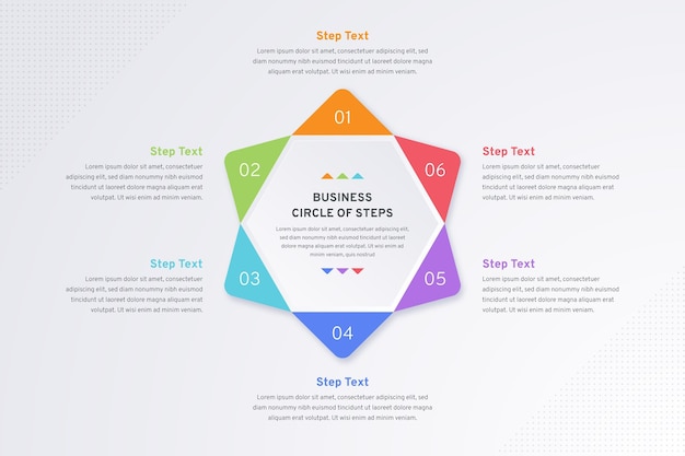 Vettore gratuito insieme colorato di passaggi infografica