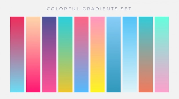 Colorful set of vibrant gradients vector illustration