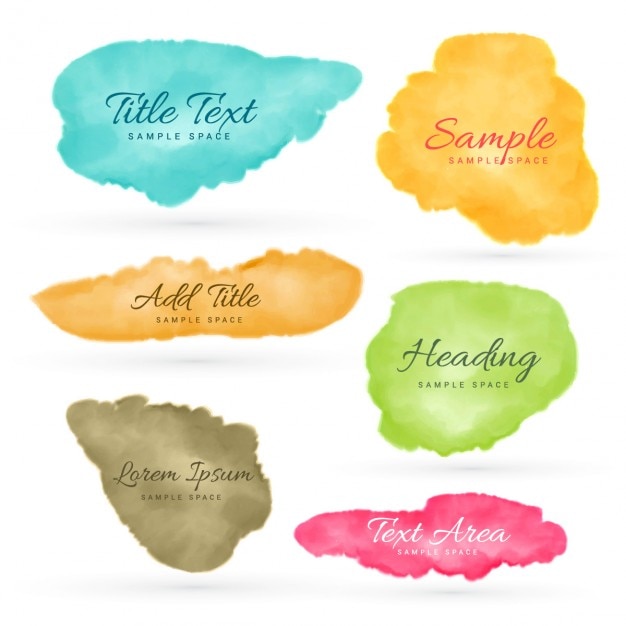 Free vector colorful set of watercolor stains