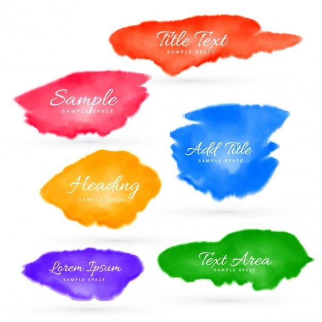 Free vector colorful set of watercolor stains